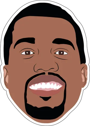 Kanye West Cartoon Portrait PNG image