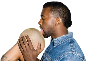 Kanye West Licking Bald Head PNG image