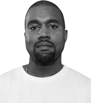 Kanye West Portrait Blackand White PNG image