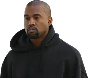 Kanye West Portraitin Black Hoodie PNG image