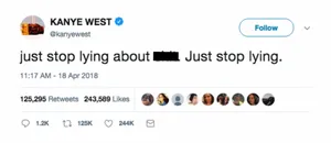 Kanye West Tweet Stop Lying PNG image