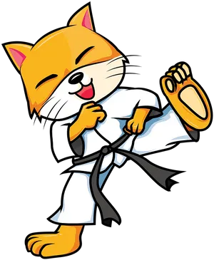 Karate Cat Cartoon Laughing.png PNG image