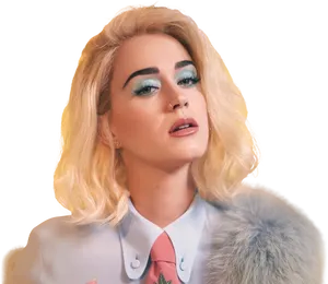 Katy Perry Blonde Hair Blue Eyeshadow PNG image