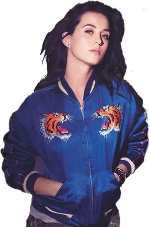 Katy Perry Blue Bomber Jacket PNG image