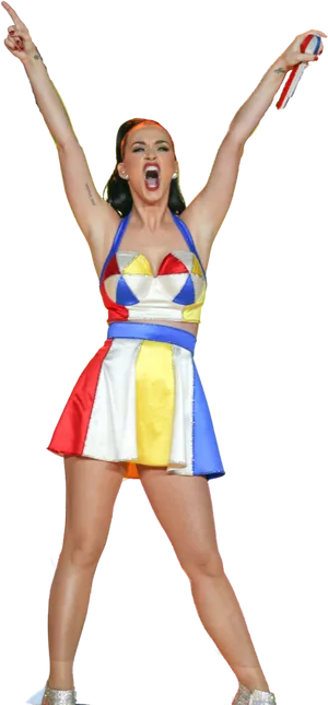 Katy Perry Celebratory Pose PNG image