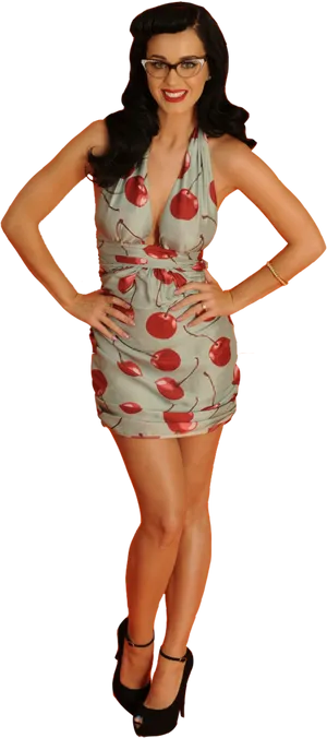Katy Perry Cherry Dress Pose