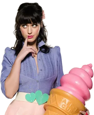 Katy Perry Pensivewith Ice Cream Cone
