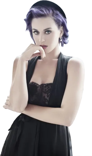 Katy Perry Purple Hair Portrait PNG