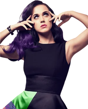Katy Perry Purple Hair Pose PNG