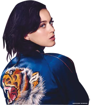 Katy Perry Tiger Jacket Portrait PNG