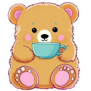 Kawaii Bear And Cup Of Tea PNG 06292024