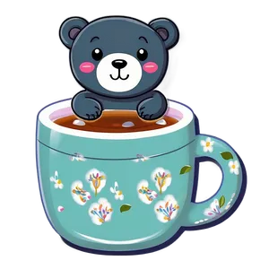 Kawaii Bear And Cup Of Tea PNG Nhg4