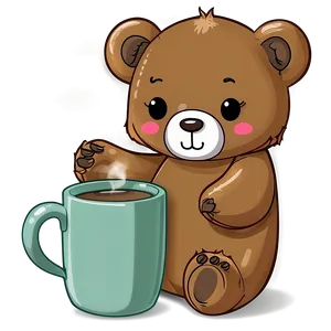 Kawaii Bear And Cup Of Tea PNG Uma61