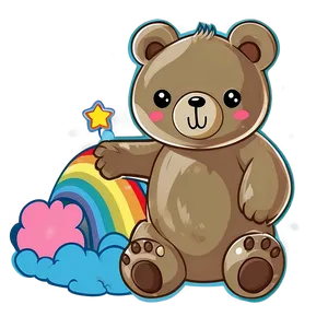 Kawaii Bear And Rainbow Png 06292024 PNG image