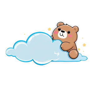 Kawaii Bear On Cloud Png 06292024 PNG image