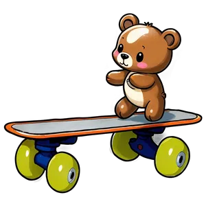 Kawaii Bear On Skateboard PNG 06292024