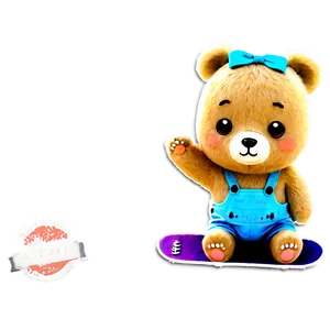 Kawaii Bear On Skateboard PNG 06292024