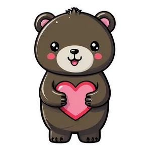 Kawaii Bear With Heart Png 06292024 PNG image