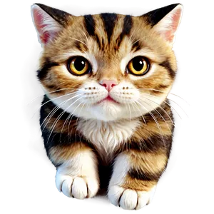 Kawaii Cat Illustration PNG Few