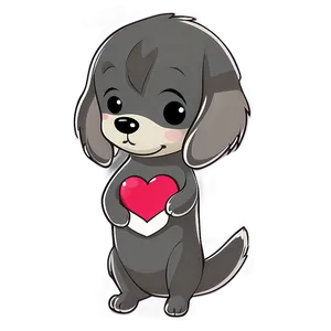 Kawaii Dog Holding A Heart Png Qxf PNG image