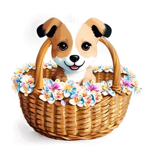 Kawaii Dog In A Basket Png 06292024 PNG image