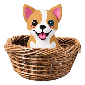 Kawaii Dog In A Basket Png 64 PNG image