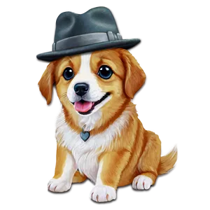 Kawaii Dog In A Hat Png Pia PNG image