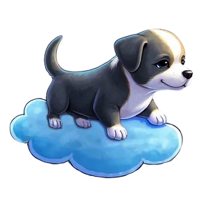 Kawaii Dog On A Cloud Png 06292024 PNG image