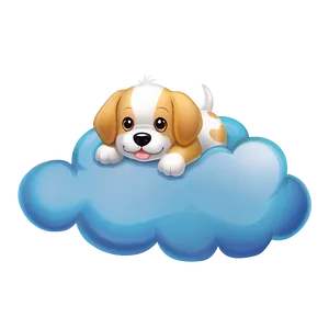 Kawaii Dog On A Cloud Png 06292024 PNG image