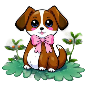 Kawaii Dog With A Bow Png 06292024 PNG image