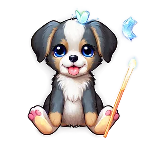 Kawaii Dog With A Magic Wand PNG 97