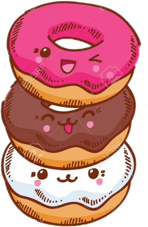 Kawaii Donut Stack Illustration PNG image