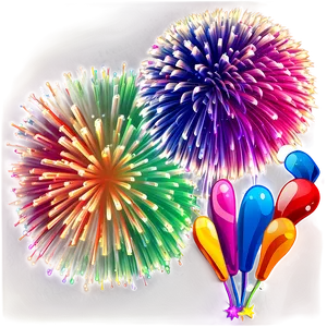 Kawaii Fireworks Display PNG Qmw PNG