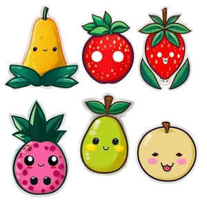 Kawaii Fruit Collection Png Irf PNG image