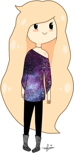 Kawaii Galaxy Sweater Girl PNG image