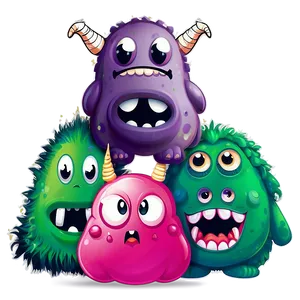 Kawaii Monster Faces PNG 05062024 PNG