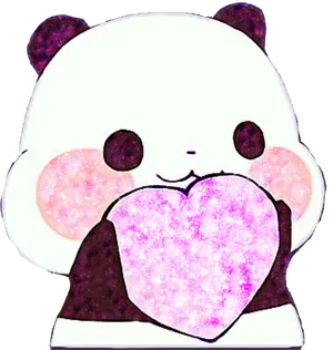 Kawaii Panda With Heart PNG image