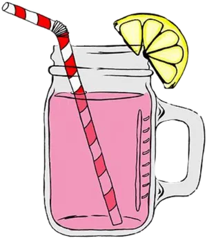Kawaii Pink Lemonade Mason Jar PNG image