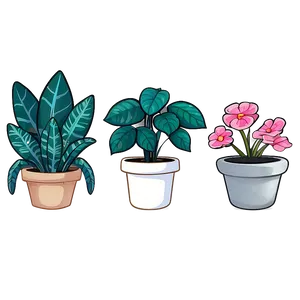Kawaii Potted Plants PNG Aqk43 PNG