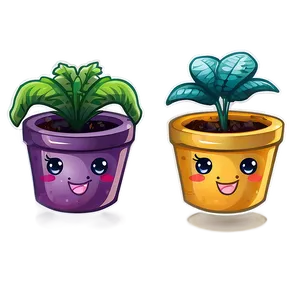 Kawaii Potted Plants PNG Qri PNG
