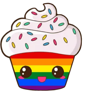 Kawaii Rainbow Cupcake Graphic PNG image