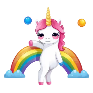Kawaii Rainbow Unicorn PNG 50
