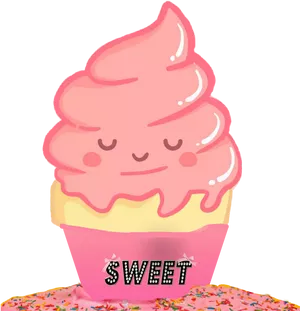 Kawaii Sweet Cupcake Character PNG image