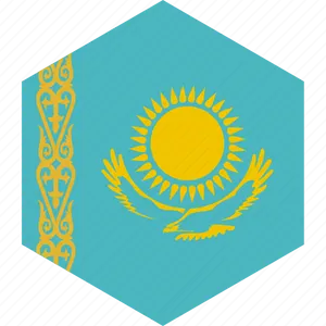 Kazakhstan Flag Graphic Hexagon PNG image