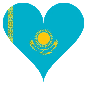 Kazakhstan Flag Heart Shape