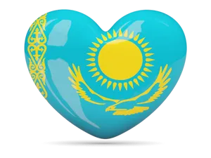 Kazakhstan Flag Heart Shaped Design PNG image