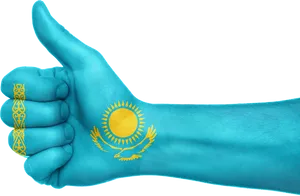 Kazakhstan Flag Thumbs Up Gesture PNG image