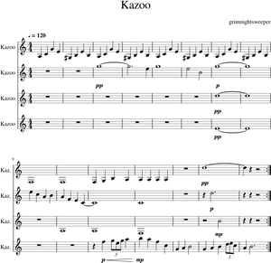 Kazoo Sheet Music Composition PNG