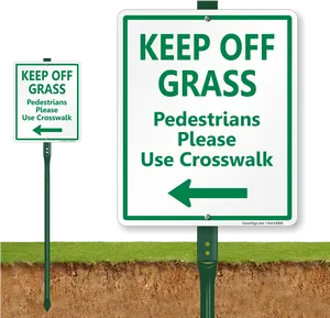 Keep Off Grass Signwith Arrow PNG image