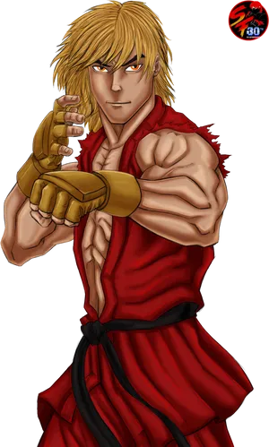 Ken Masters Street Fighter Ready Pose PNG image